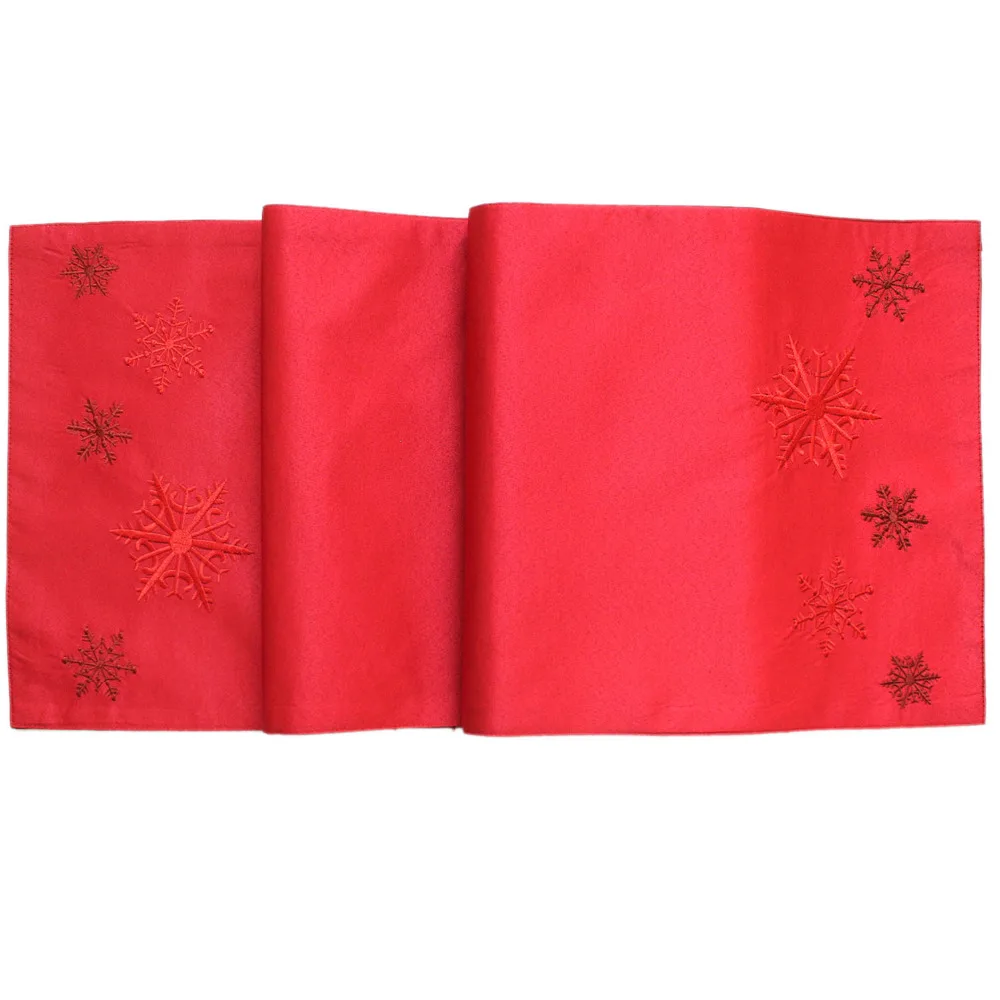Snowflake embroidery red decoration table runner Christmas table runner