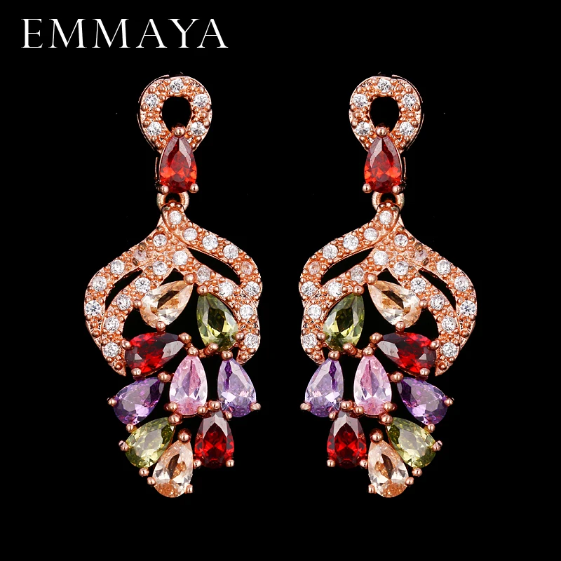 Женские серьги подвески с разноцветными фианитами|earrings for|drop earringsearrings for women |