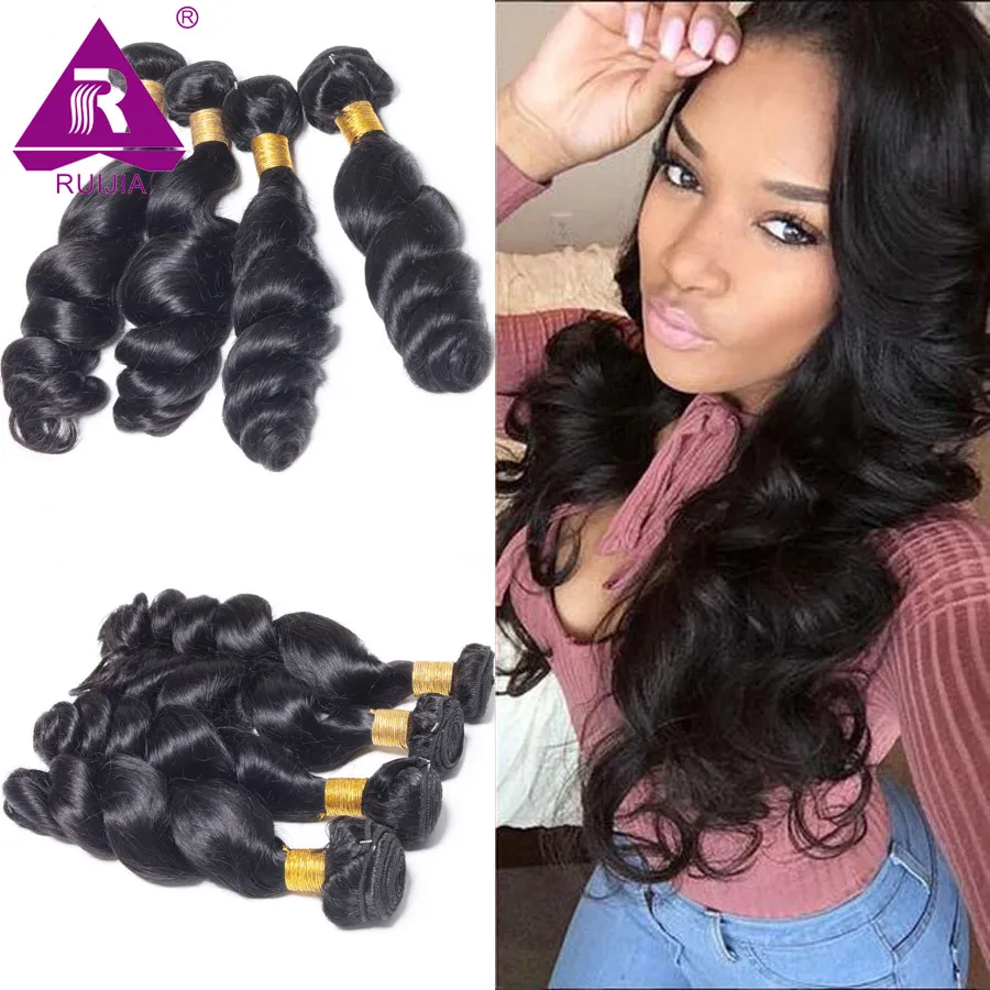 

RUIJIA hair company Loose Weave Mongolian Loose Curly Hair 4PCS LOT Loose Wave Extensions Wet and Wavy Human Hair Bundles Sale