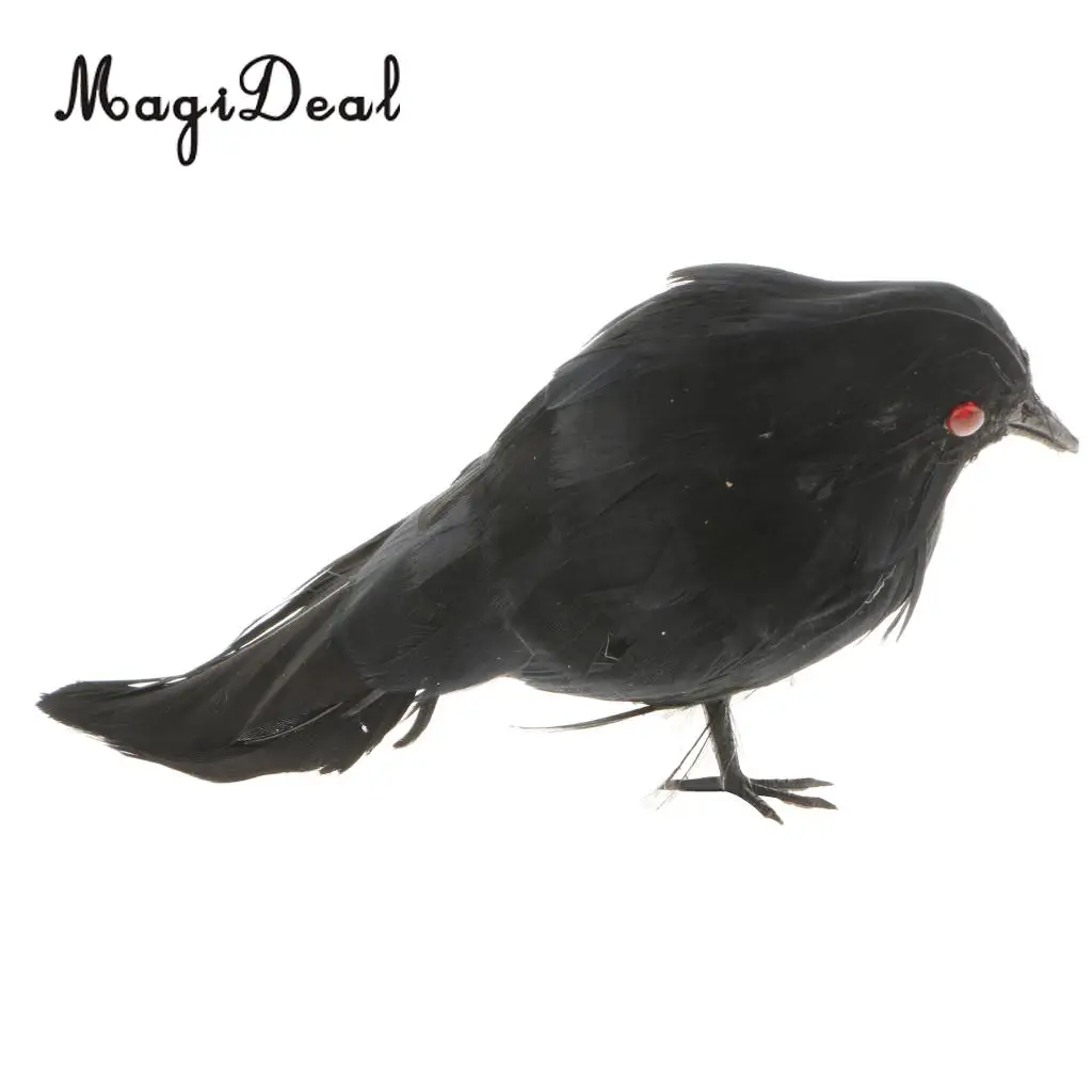 Lifelike Size Full Body Halloween Decoration Bird Fake Black Feathered Crows Ravens Indoor Outdoor Holiday Decor Ornament