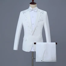 Для мужчин официальные пиджаки, комплект со штанами, свадьба хост Изящная верхняя одежда мужской костюмы для ночного клуба мужские для выступления певца шоу, одежда на детей, DT760