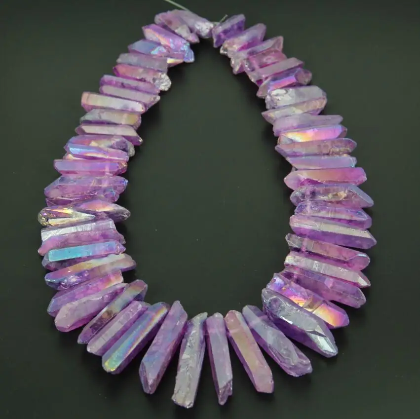 Crystal Points Titanium Coated Purple AB Quartz Rough Sticks Spikes
