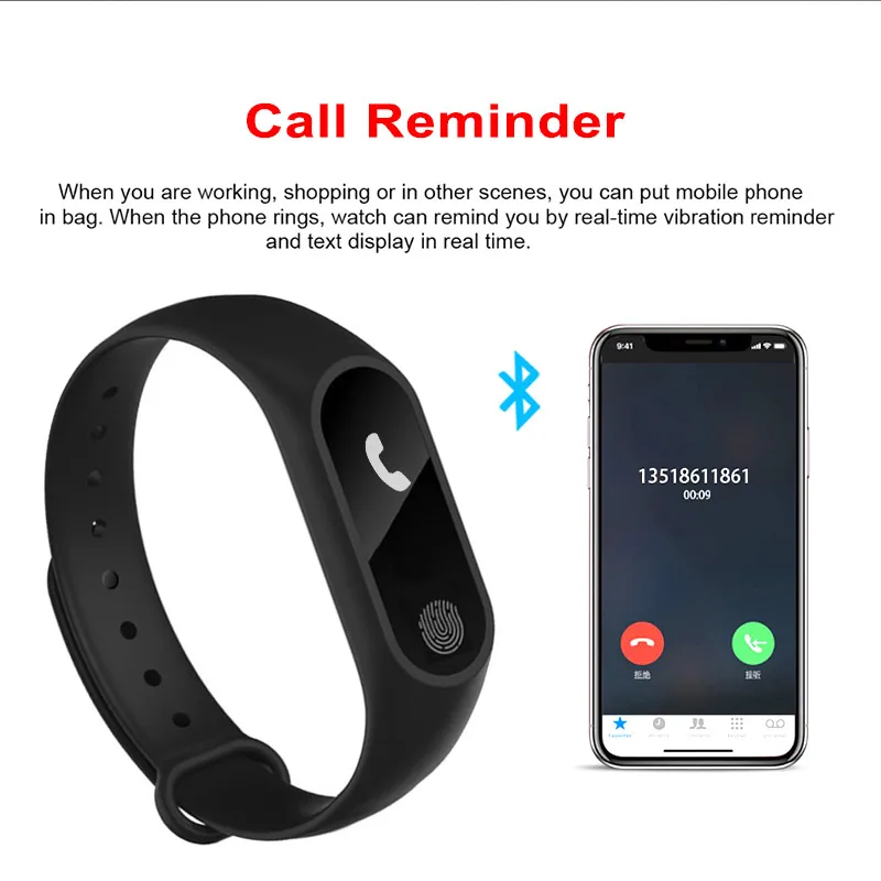 

Newest Smart Bracelet M2 Waterproof Band Heart Rate Monitor Bluetooth Smart Bracelet Sleep Fitness Tracker Pedometer Wristb