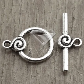 

50Pcs Tibetan/Antique Silver Tone Round Ring Bar Ring Toggle Zinc Alloy Jewellry Making Findings Fit Bracelet Necklace TS2241