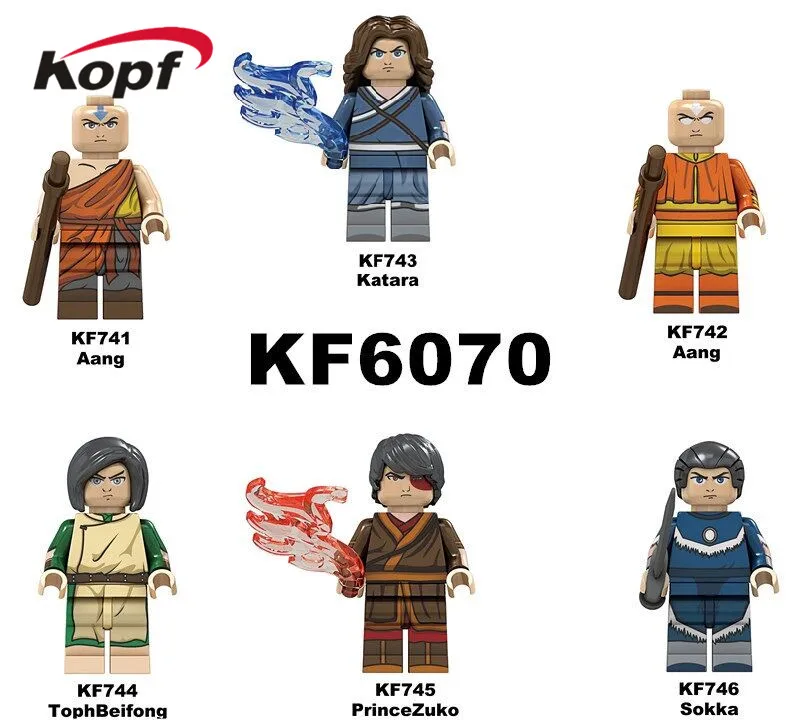 KF6070 Одиночная кирпичей Aang Katara TophBeifong Prince Zuko Sokka модель строительные блоки фигурки для обучающие игрушки для детей