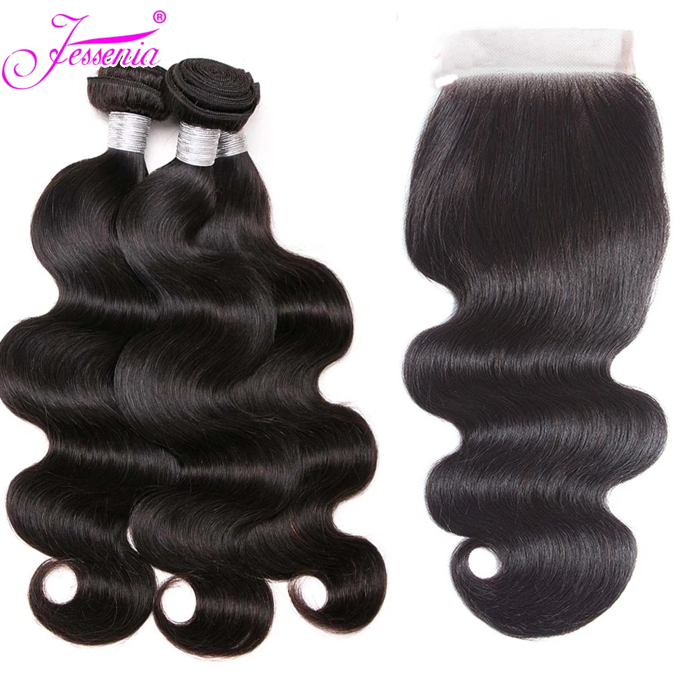 Body Wave Bundles With Lace Closure Brazilian Hair Weave Bundles with 4*4 Closure 4 PCS 100% Human Hair Bundles With Closure Body Wave Bundles With Lace Closure Brazilian Hair Weave Bundles with 4*4 Closure 4 PCS 100% Human Hair Bundles With Closure