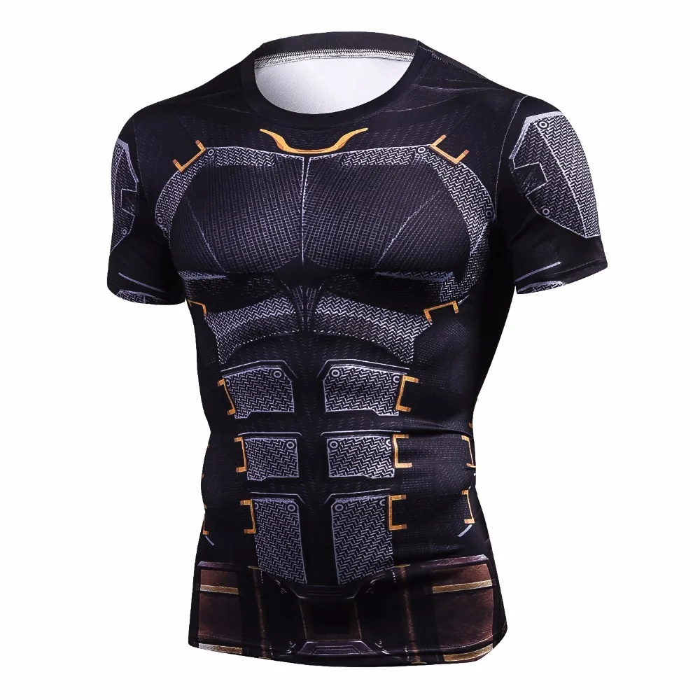

New Fashion Men Batman Tights Quick Dry Summer t shirt High Quality Fitness Clothing Breathable Sweat shirt Men Crossfit