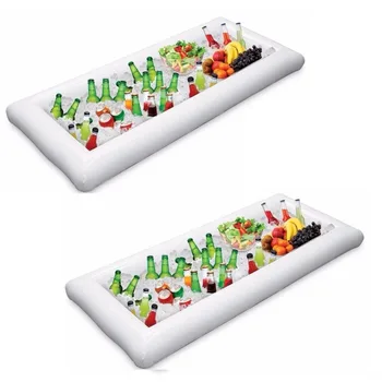 

2 Pcs Inflatable Pool Table Serving Bar - Large Buffet Tray Server With Drain Plug - Keep Your Salads & Beverages Ice Cold