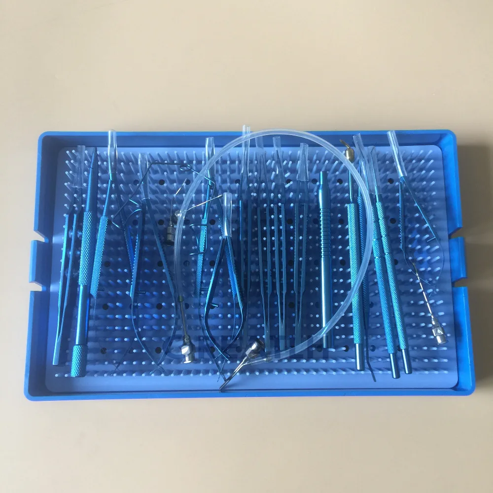 

21PCS Titanium Cataract Set Eye with sterilization tray box sterilization by all standard methods Ophthalmic Instruments