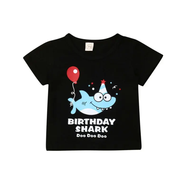 

0-4Years Baby Cartoon T Shirt Newborn Kids Baby Boy Shark print Tee Shirt Cotton Toddler Infant Baby Summer Clothes