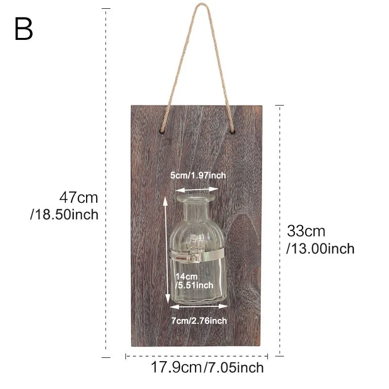 Стеклянная и деревянная ваза Террариум Вертикальная настенная Гидропоника растение бонсай цветочный горшок сеялка 3 варианта доступный домашний декор - Цвет: B