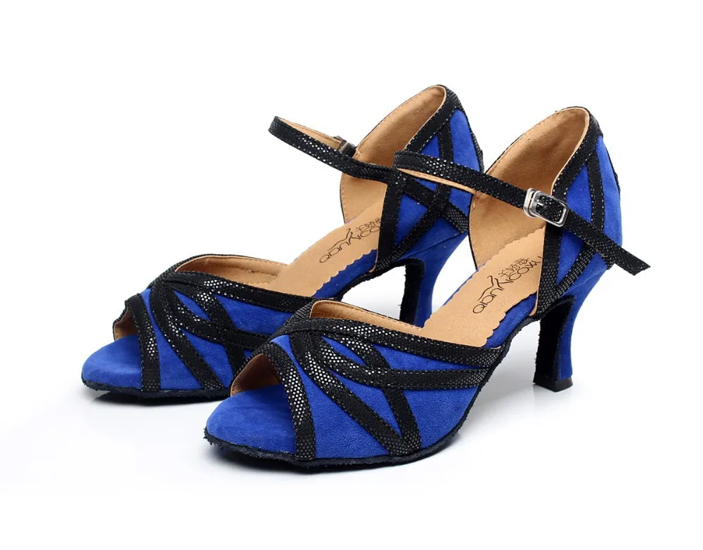 Women Ballroom Latin Dance Shoes in High heel 7.5cm Red Black Salsa