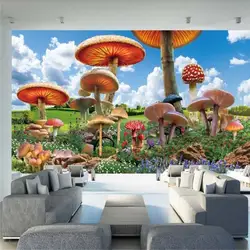 Пользовательские обои мультфильм рай дети Волшебная страна гриб гигант HD фон для детского сада стены водонепроницаемый материал