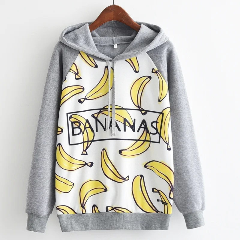 

KaiTingu Brand Fashion Autumn Winter Long Sleeve Women Sweatshirt Harajuku Banana Print Hoodies Tracksuit Jumper Pullover