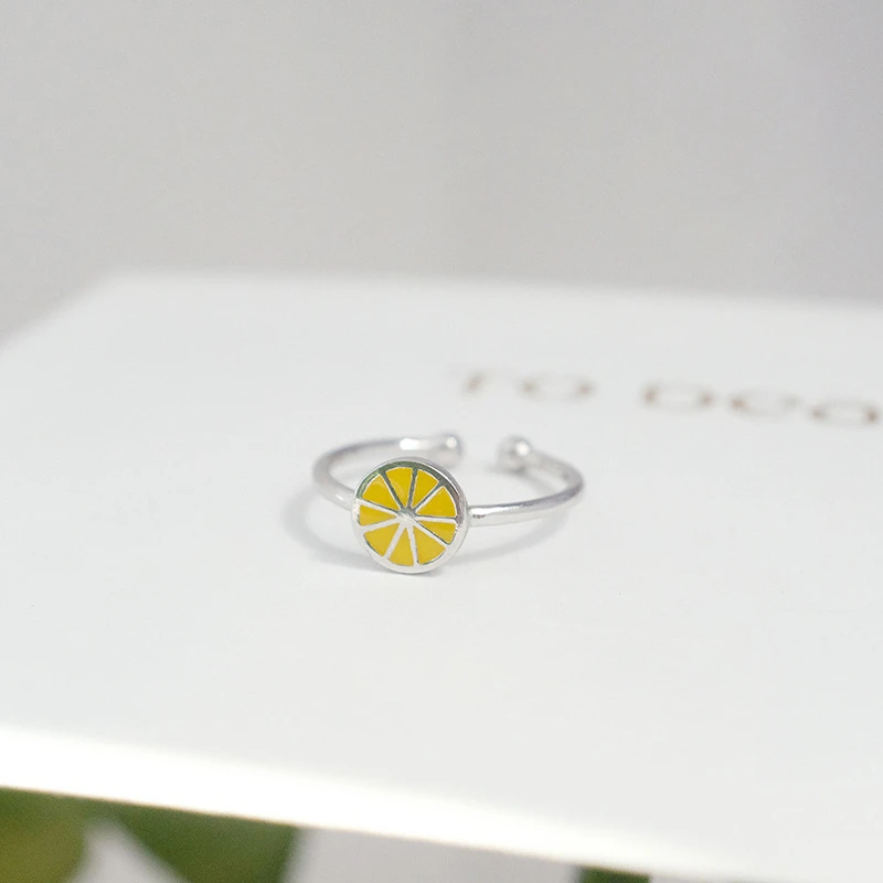 

2018 New Simple Popular Cute Silver Fruit Lemon Shape Adjustable Ring for Girls Student Kids Creative Style 925 Fashion Jewelry
