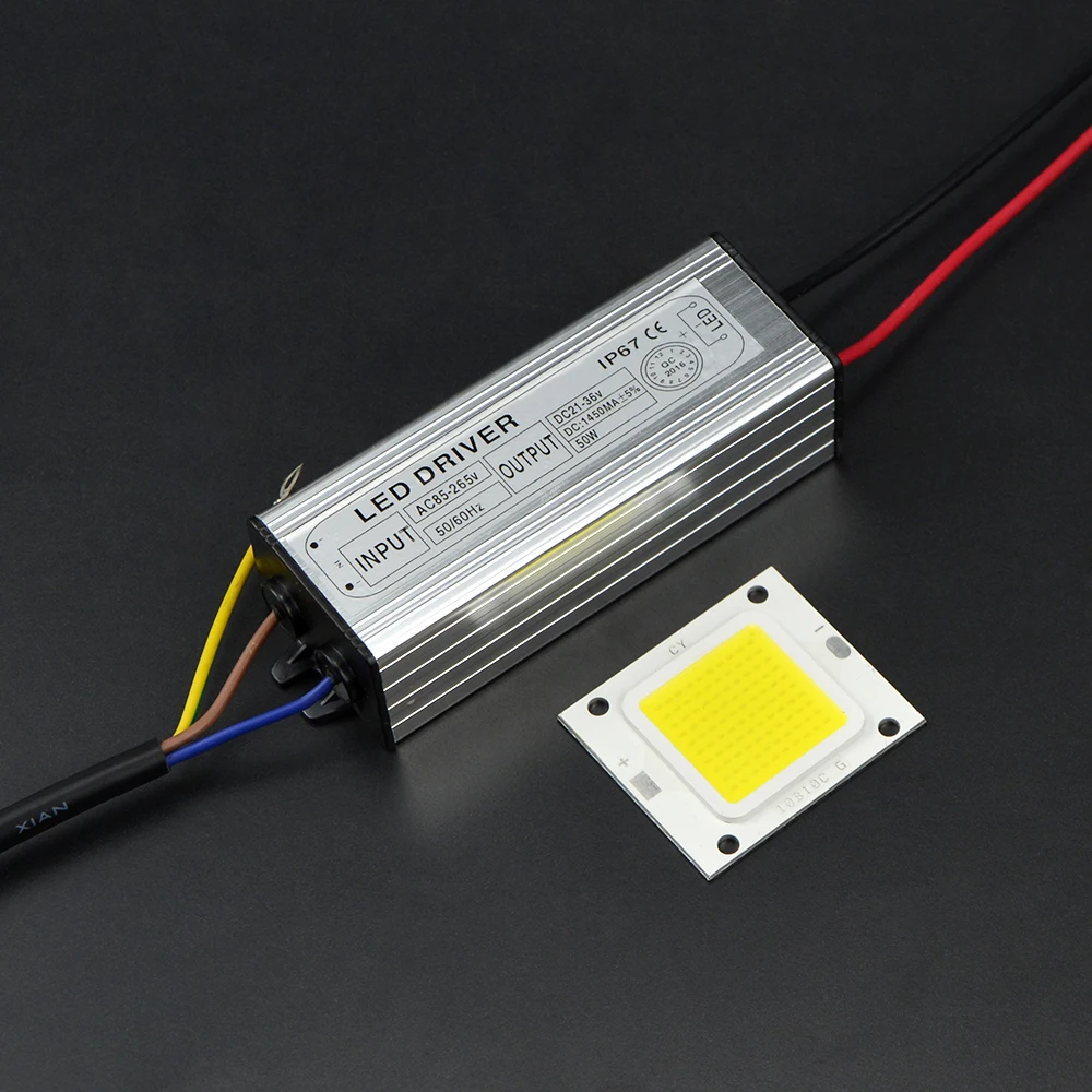 

1Set NEW Design 20W 30W 50W COB Integrated Chip lamp Beads + Power Driver For DIY High Power LED Floodlight Spot light Bulb Lawn