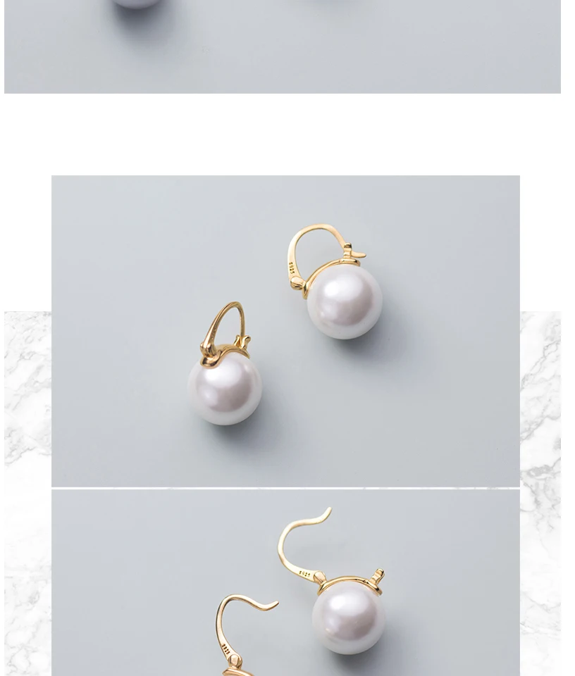 925 Sterling Silver Big Imitation Pearl Stud Earrings For Women Bride Wedding Party Jewelry Oorknopjes Boucles D Oreille Femme (9)