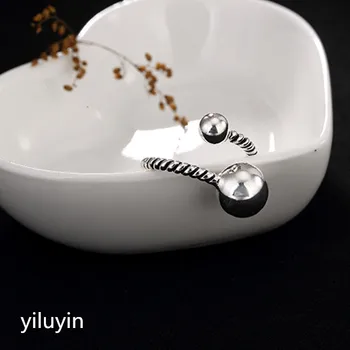

KJJEAXCMY boutique jewelryar S925 Sterling Silver retro Thai silver size for ball twist flower lady Korean fashion ring openings