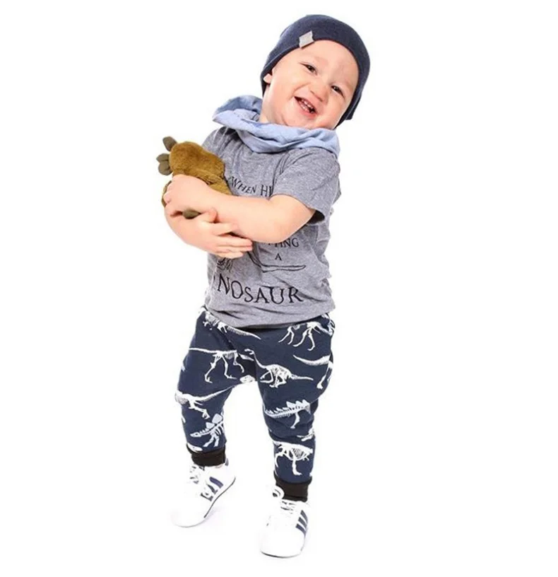 Boys Clothes Children Boy Clothing Set Summer Kids Toddler Outfits Dinosaur T-shirt+ Pants 1 2 3 4 5 6 7Years