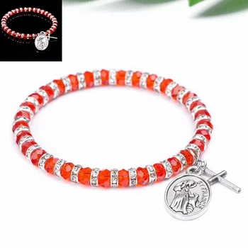 

Natural Mix Agate Bracelet Healing Crystal Red Crystal Beadeds Rhinestone Separated Bead Bracelet Mythical Alloy Couple bracelet