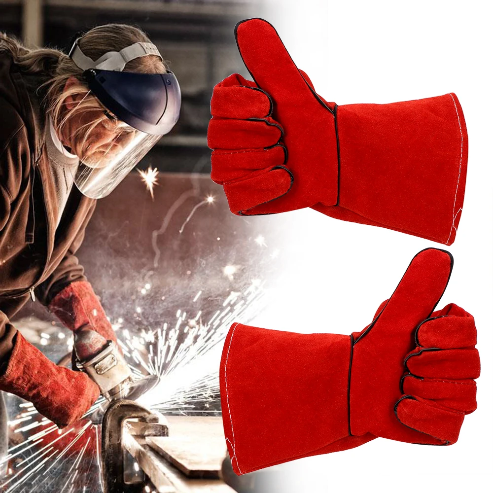 

Welder Insulation Cowhide Wear Resistant Leather Gloves Tools Flame Retardant Soft Cowhide Leather