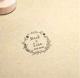  Personalized name and date Custom wooden Diamete 4.7cm stamp seal for Invitation stationery wedding - 33031137898