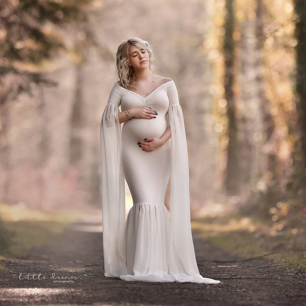 Длинный рукав платье для беременных фотосессия Мягкое хлопковое платье макси для беременных сексуальное платье для беременных