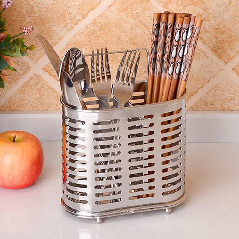 Durable Stainless steel hanging chopstick cages spoon holder fork rack reinforced kitchen supply shelves cutlery organizer
