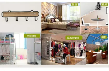 

1PC New Vintage Wooden Door Clothes Hat 4 Hook Home Furnishing Bedroom Wall Shelf Storage Rack JL 011