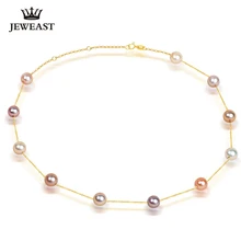 Pearl Necklace Pendant 18k Pure Gold Women girl gift Natural pearl Chain Solid 2017 New Hot Sell Trendy Party discount wholesale