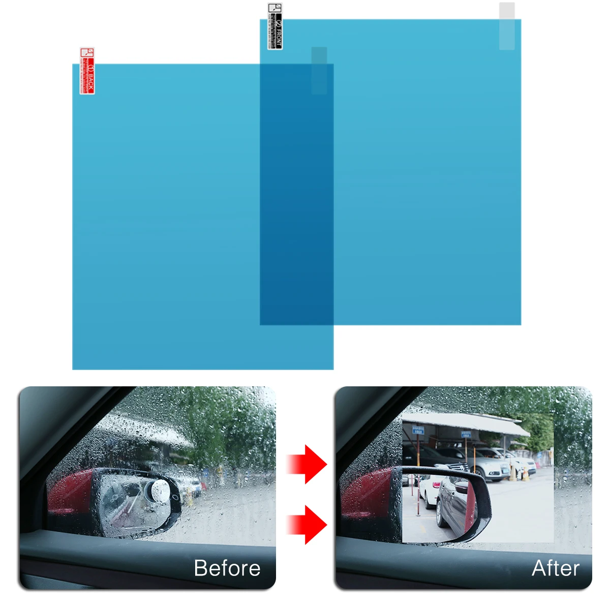 Universal 2Pcs 170*200mm Anti Water Fog Mist Film Rainproof Car Window Protective Film For Car Suv Truck Trailer