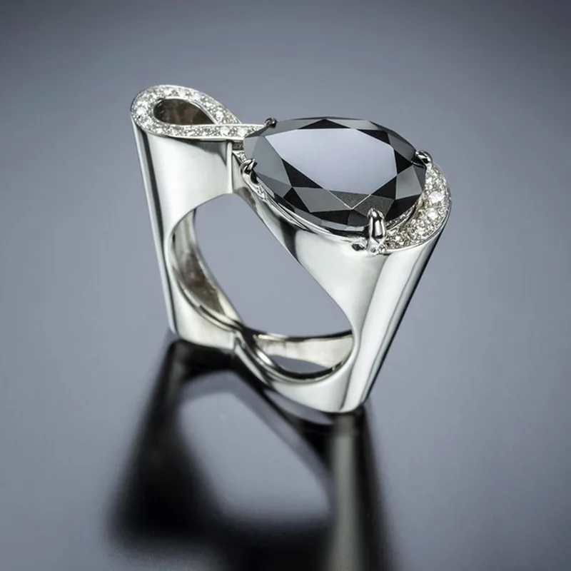 

New Trendy Engagement Geometric Shape Rings For Women Zircon Stone Elegant Rings Female Wedding Jewerly