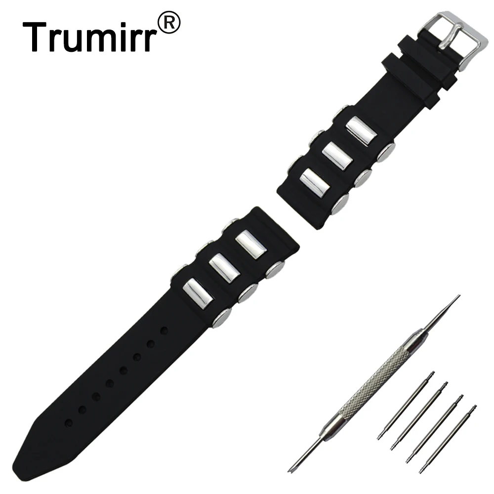 

22mm Silicone Rubber Watchband + Tool for LG G Watch W100 / R W110 / Urbane W150 Replacement Band Wrist Strap Bracelet Black