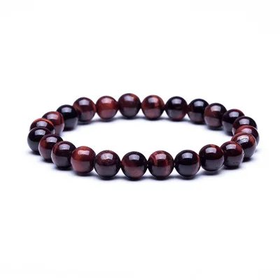 Natural Stone Beads Bracelets High Quality Tiger Eye Buddha Lava Round Beads Elasticity Rope Bracelets for women& men jewelry - Окраска металла: 18