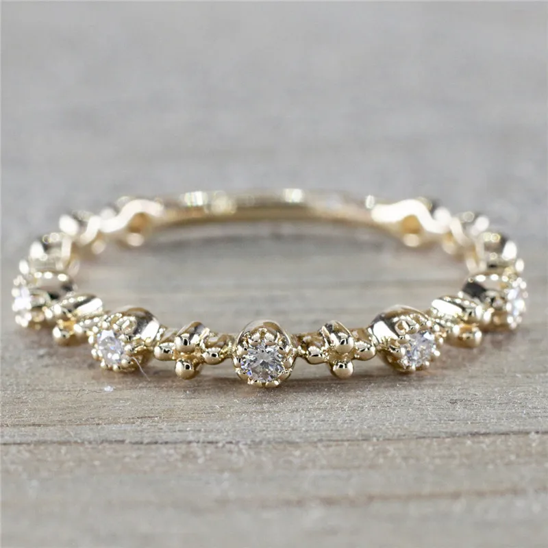 Fashion Women Gold Color Rhinestone Crystal Rings Wedding Engagement Ring Female Jewelry bague femme C25