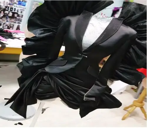 

Elegant Unique Long Sleeve Suit Tops Mini Party Dress for Weddings Stage Show Special Occastions Custom Made