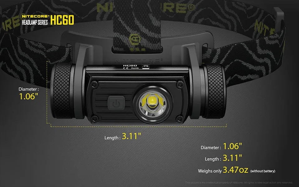 Nitecore HC60/HC60w налобный фонарь CREE XM-L2 U2 1000 люмен, водонепроницаемый светодиодный фонарь для кемпинга и путешествий