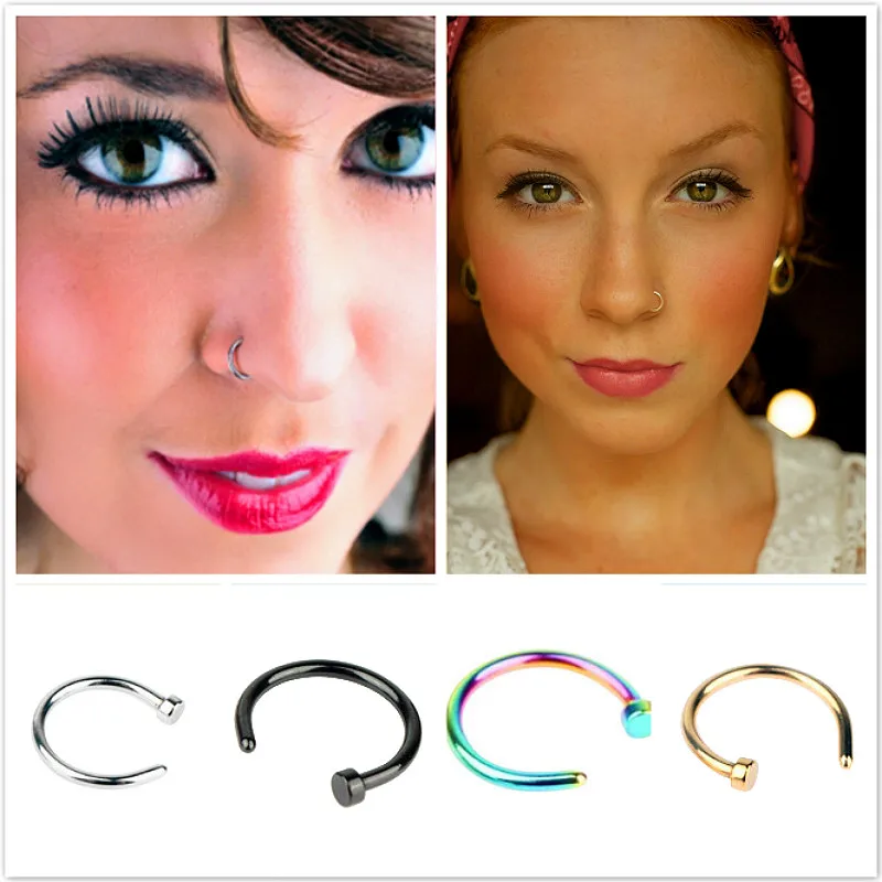 

2018 New Medical Titanium Punk Clip on Fake Piercing Body Nose Lip Rings Unisex Nose Ring Women Septum Piercing Jewelry