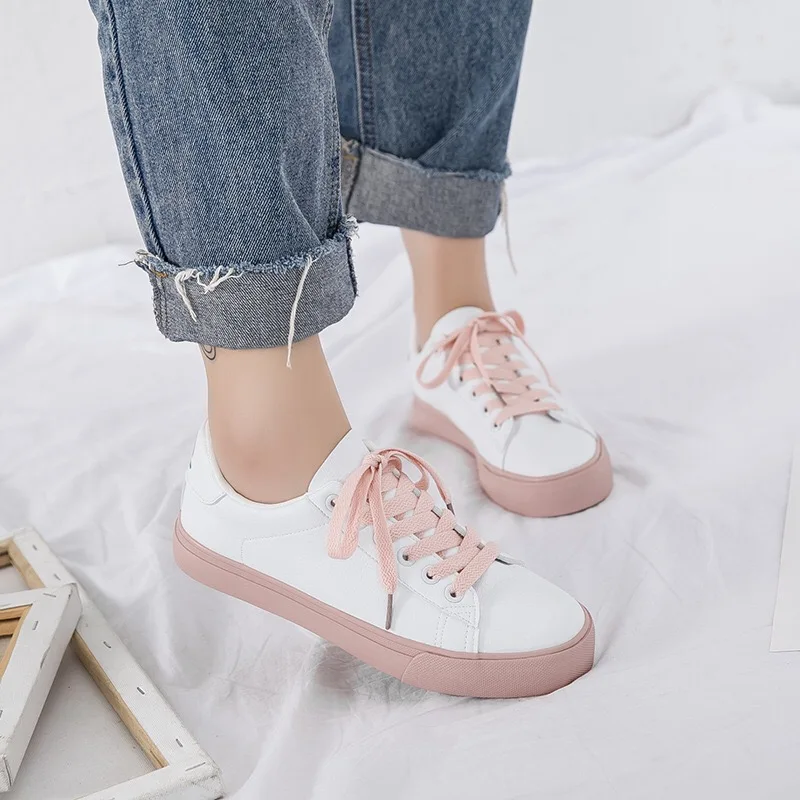 

2019 New Arrived Women's Sneakers Comfortable Concise Casual White Shoes Woman Flat Spring Wild Casual shoes S1221