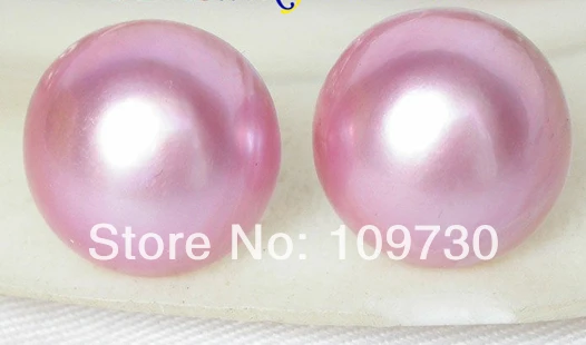 

ry00177 AAA 16mm real pink South Sea Mabe Pearls Earrings 14K gold post A0422