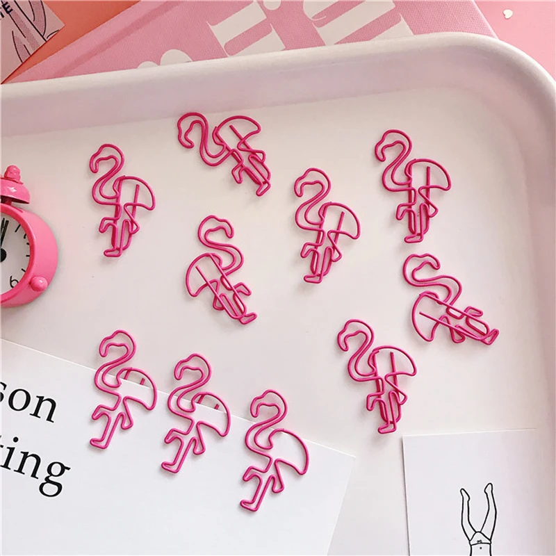 

5 Pcs/lot Beautiful Pink Flamingo Bookmark Planner Paper Clip Material Escolar Bookmarks For Book Stationery School Supplies