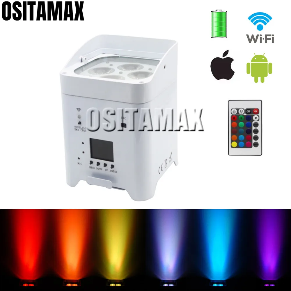 

Disco Light Smart Par Light 2.4G WIFI 4X18W RGBWA UV 6IN1 LED Uplight Wedding Decoration Lamp Battery Wireless Par Light