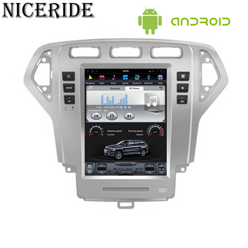 Sale Niceride Vertical Screen Tesla Style 10.4" Car Dvd Player for Ford Mondeo 2007-2010 Car Radio Android 7.1 Gps Navigation BT Wifi 2