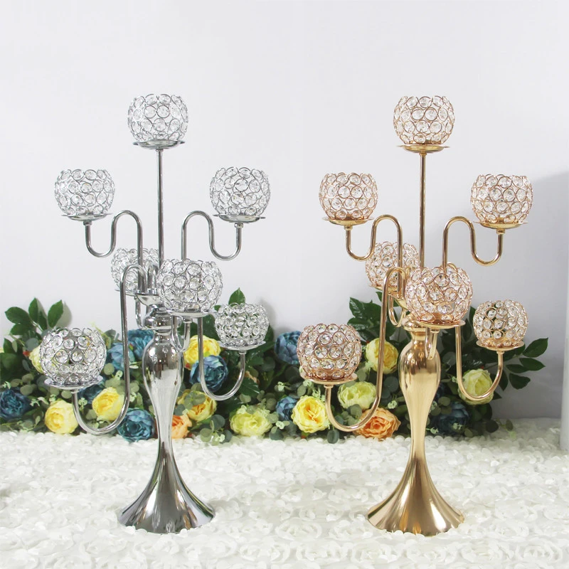 

Crystal Candelabras Height 7-Arms Candle Holders Pendants 75CM Wedding Centerpieces Luxury Candlestick Home Party Decoration