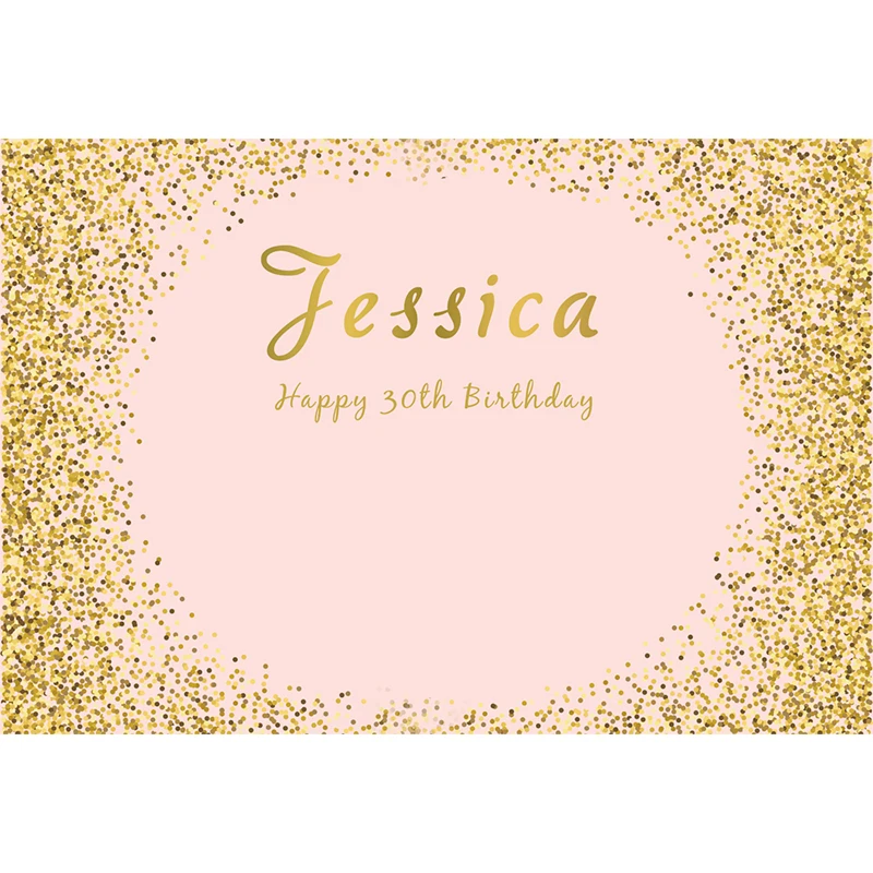 HUAYI custom birthday party backdrop for adults decoration gold polka 40th 30th pink curtain simple design Twinkle glitter W-661