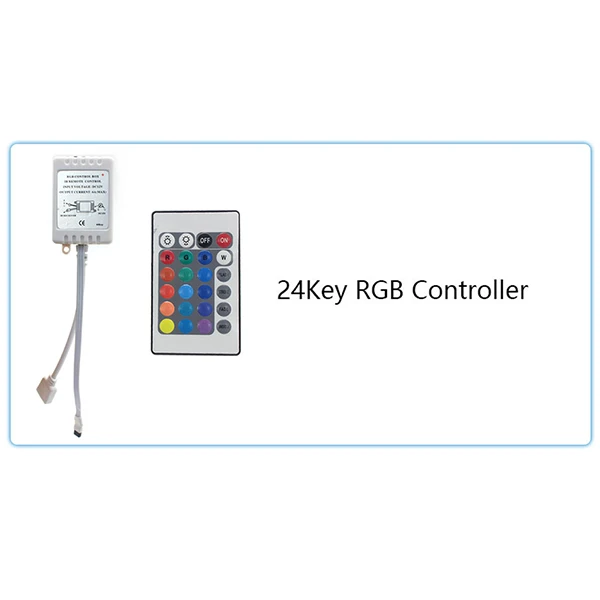 Rgb-лента, светодиодный светильник, RGB Светодиодная лента/Лента SMD3528, светодиодные полосы, 12 В, лента, не водонепроницаемая, 5 м/рулон, светодиодный Рождественский светильник s - Испускаемый цвет: 24Key  controller