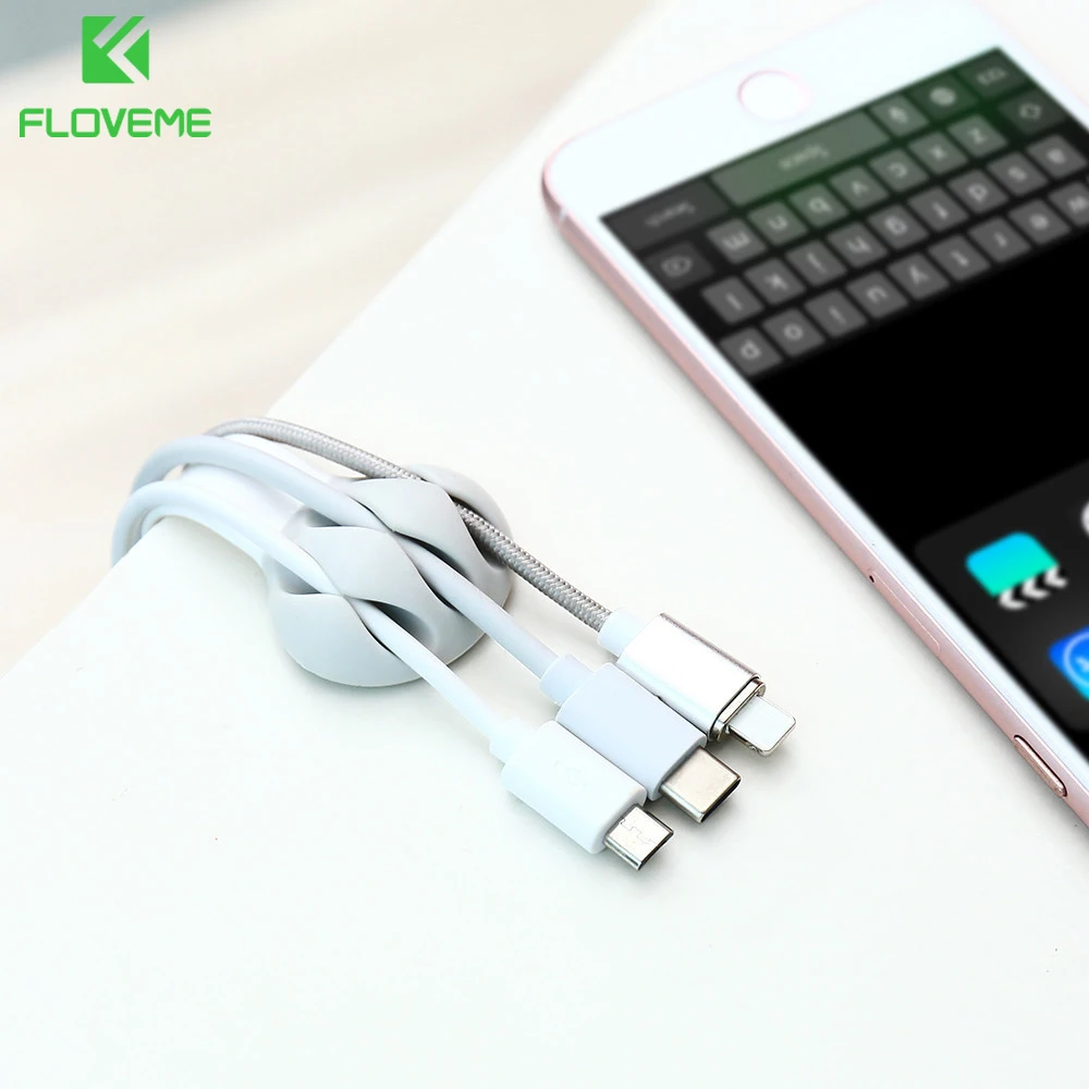 

FLOVEME Cable Protector For iPhone Silicone Protection Cable Winder Earphone Cables Holder USB Charger Clip Kabel Organizer Cabo