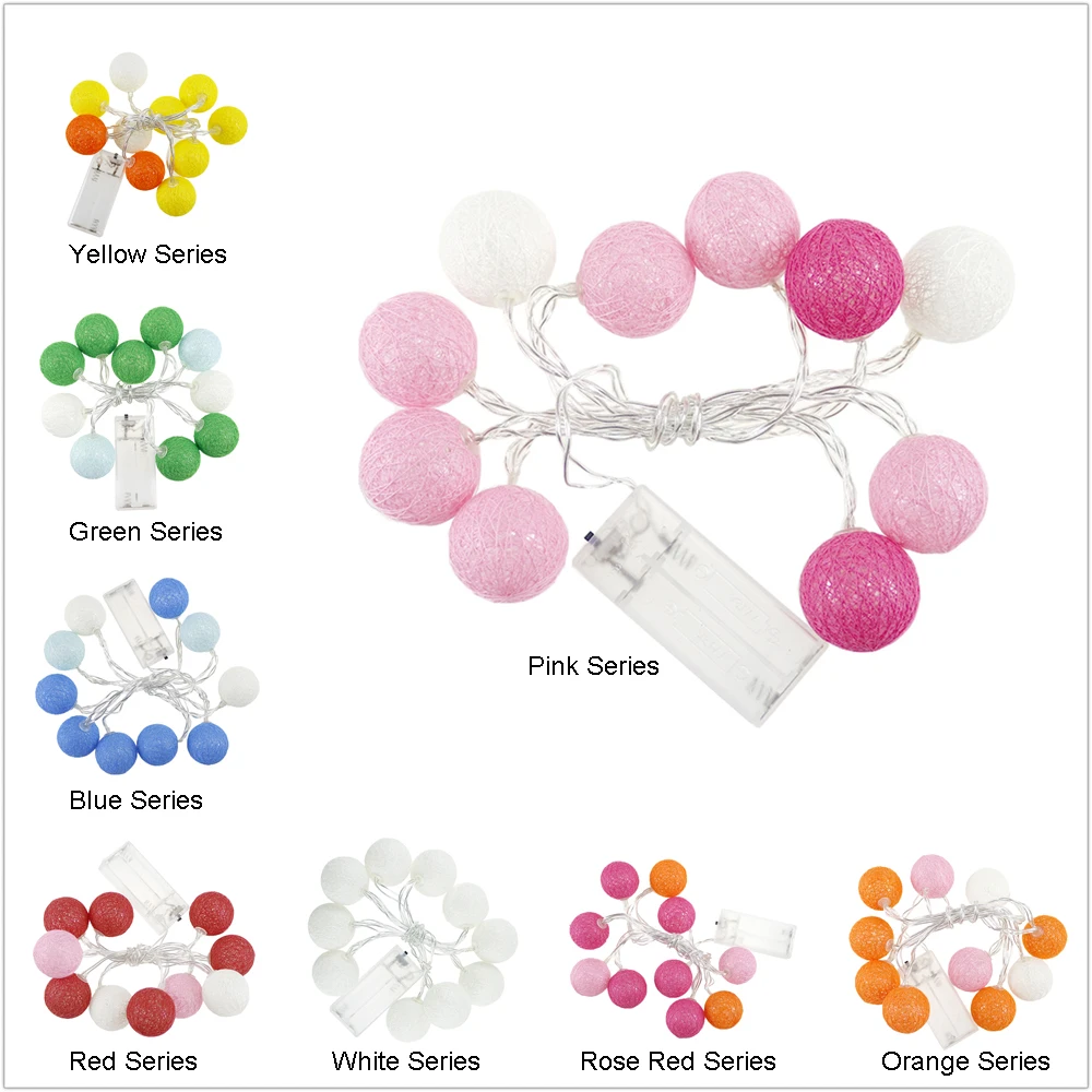 Cotton Ball led Light string 10Leds Holiday lights Pink Girl 3.5cm Dia 8 Series Fairy Garland Christmas Wedding Decoration TR Cotton Ball led Light string 10Leds Holiday lights Pink Girl 3.5cm Dia 8 Series Fairy Garland Christmas Wedding Decoration TR
