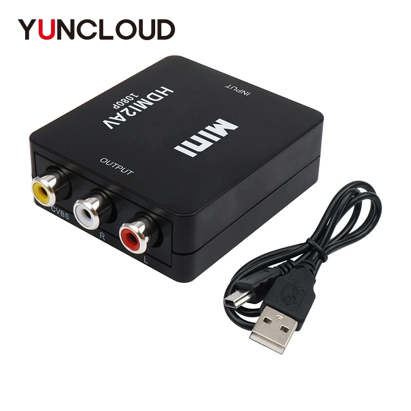 YUNCLOUD HDMI К AV Scaler 1080P конвертер коробка к RCA AV/CVSB L/R Компонентный видео адаптер HDMI2AV HD