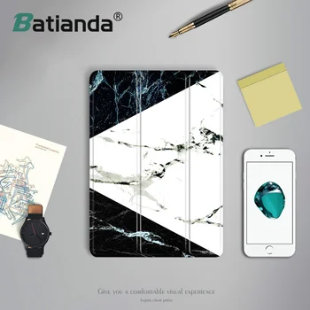 

Geometric Splice Color Pattern Smart Cover For iPad Air 2,Ultra Thin Leather Soft Back Marble Smart Case for iPad 6 Auto Sleep